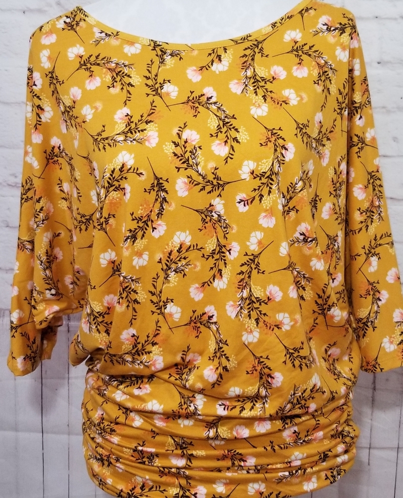 Mustard floral dolman top